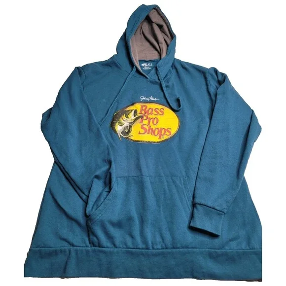 Bass Pro Shop Logo Hooded Sweatshirt Men's XL Teal Outdoors - Picture 1 of 6